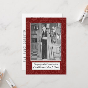 CARTE CANONISATION ARCHIVÉE FULTON SHEEN PRAYER CARD