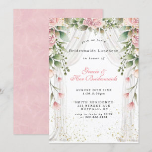 Carte Canopy Rose Florals Bridesmaids Luncheon Invitatio