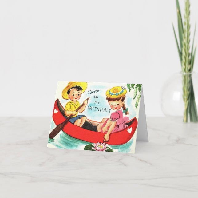 Carte Canot vintage Valentine (Devant)