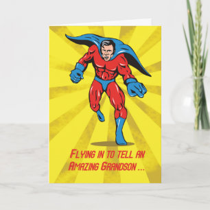 Carte Caped Superhero Grandson 8e anniversaire