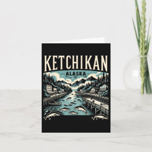 Carte Capitale du Saumon graphique Vintage Ketchikan Ala