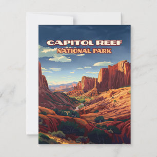 Carte Capitol Reef National Park Utah Desert Retro Card