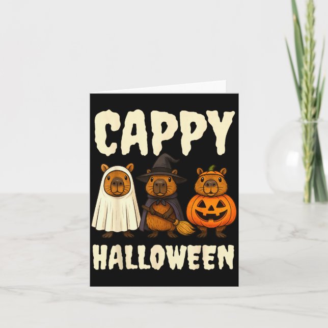Carte Cappy Halloween Funny Capybara Ghost Witch Pumpkin (Devant)