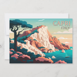 Carte Capri Italie Citron Méditerranée île Rétro