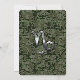 Carte Capricorn Zodiac Connexion vert olive camo numériq