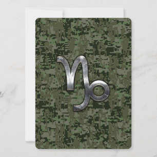 Carte Capricorn Zodiac Connexion vert olive camo numériq