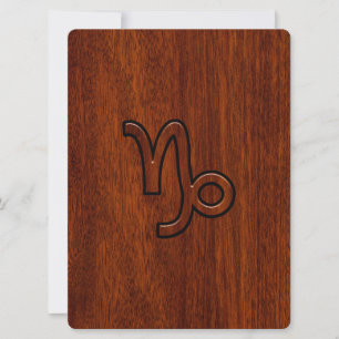 Carte Capricorn Zodiac Se connecter en acajou Style impr