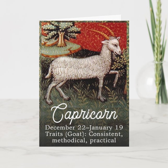 Carte Capricorne chèvre signe Zodiac fête d'anniversaire (Devant)
