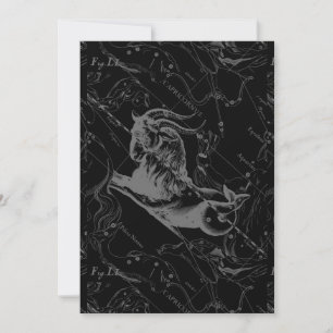 Carte Capricorne Constellation Hevelius 1690 sur Noir