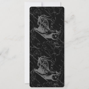 Carte Capricorne Constellation Hevelius 1690 sur Noir