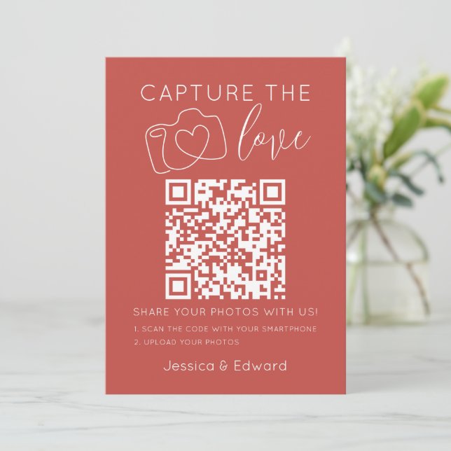 Carte Capturer L'Amour Qr Code Deep Chestnut Chic Modern (Debout devant)