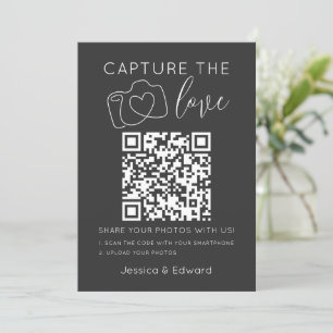 Carte Capturez L'Amour Qr Code Gris Chic Mariage Moderne