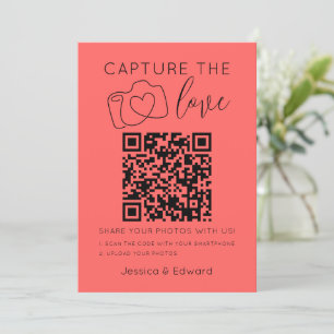 Carte Capturez L'Amour Qr Code Pastel Rouge Mariage mode
