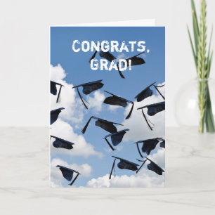 Carte capuchons de graduation en vol