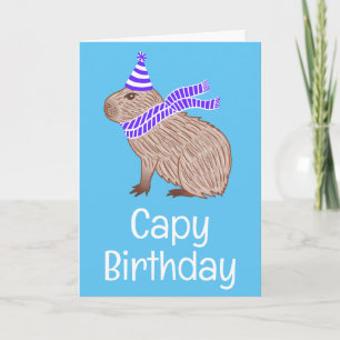 Carte Capy Anniversaire Funny Capybara Lover Blue Saluta