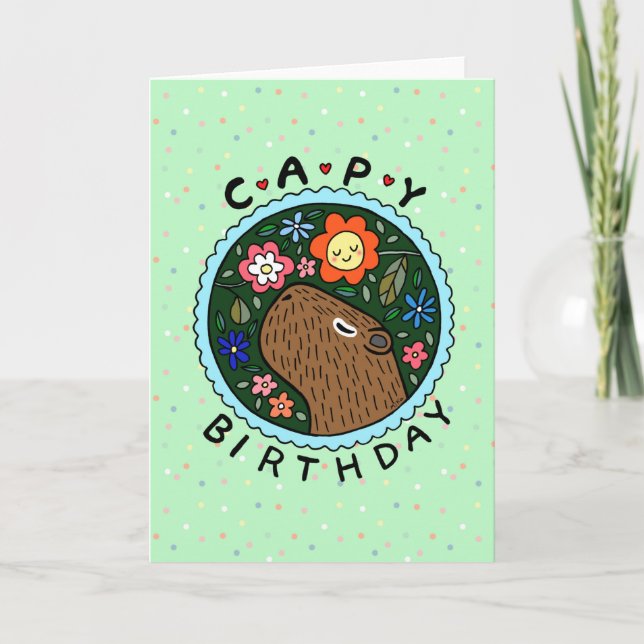 Carte Capybara Anniversaire heureux caporal (Devant)