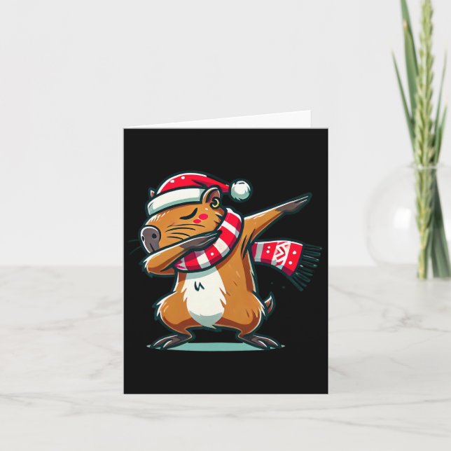 Carte Capybara Dabbing Noël Drôle Père Noël Noël (Devant)