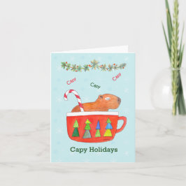 Carte Capybara en Coupe Cute Capybara Joyeux Vacances