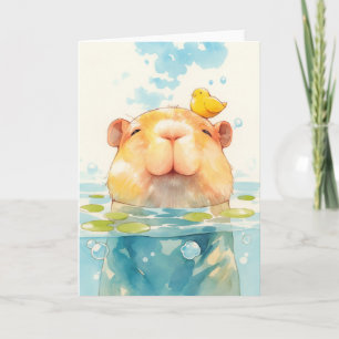 Carte Capybara et ami des oiseaux