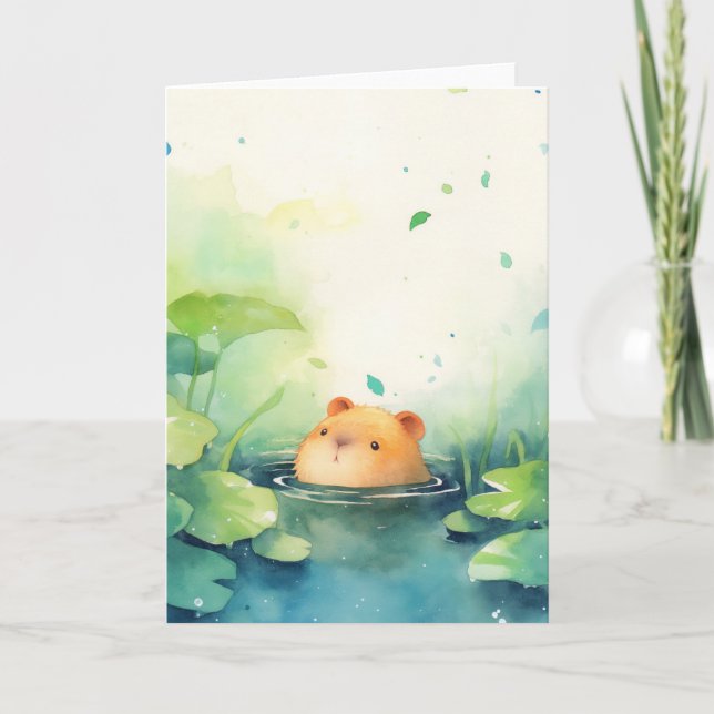 Carte Capybara Jouer un oeil de l'eau (Devant)