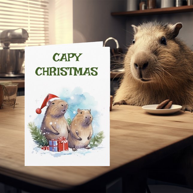 Carte Capybara Noël vacances Capy (Créateur téléchargé)