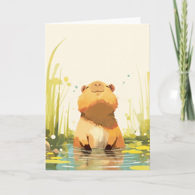 Carte Capybara Profiter de l'eau (Devant)