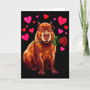 Carte Capybara Saint-Valentin Cœur Gles Rose Amour Drôle