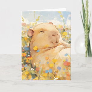 Carte Capybara se repose dans des pâturages pacifiques