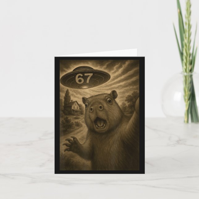 Carte Capybara Selfie 67 Meme Six Seven Funny Ufo  (Devant)