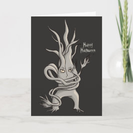 Carte Caractère déplaisant de l'arbre Halloween heureux