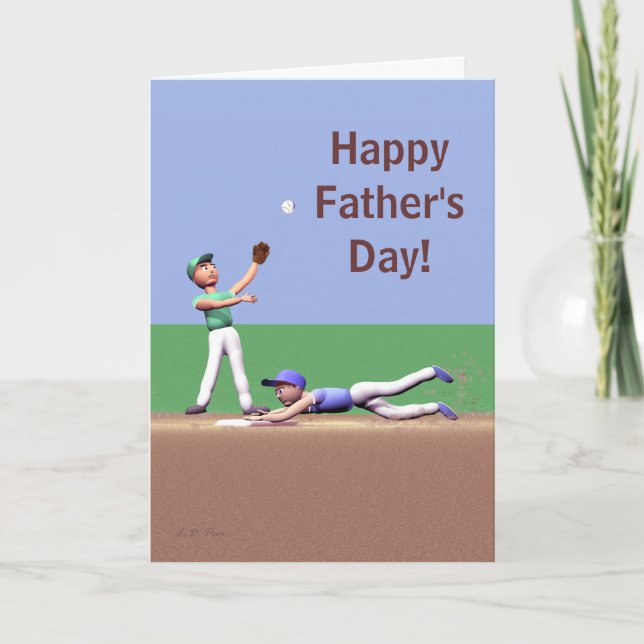 Carte Caractères de base-ball de fête des pères (Devant)
