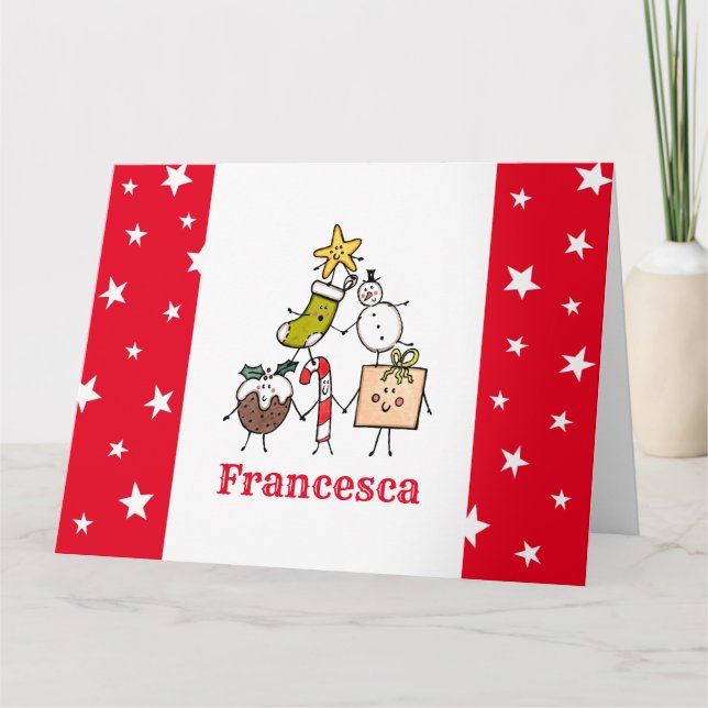Carte Caractères de Noël personnalisés (Devant)