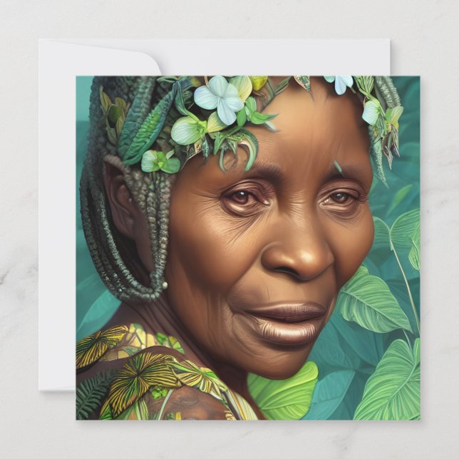 Carte Caraibes Reine Black Portrait Femme Salutation pla (Devant)