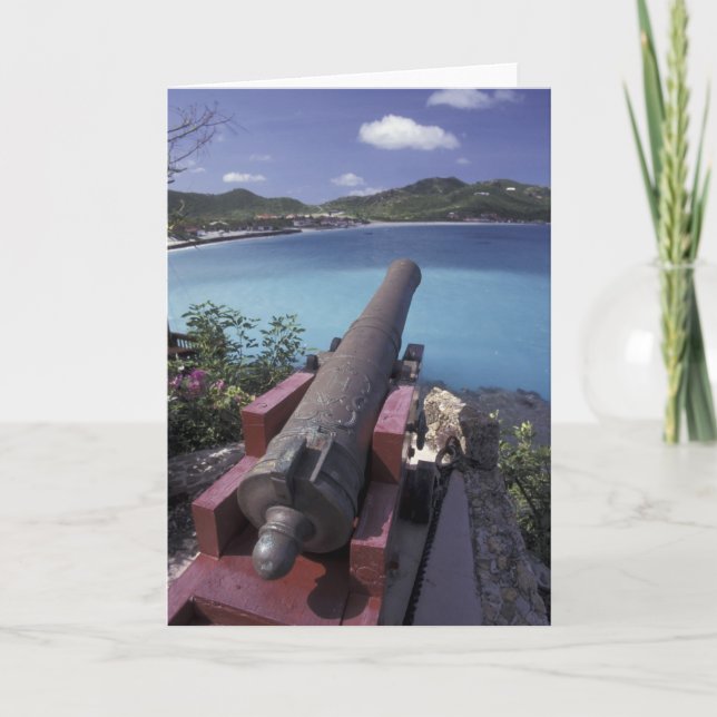 Carte CARAÏBES, St. Barts, Connon visant la baie de (Devant)
