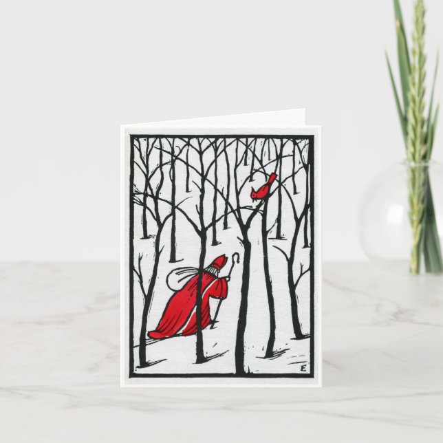 Carte Cardinal de la coupe de bois et Saint Nick (Devant)