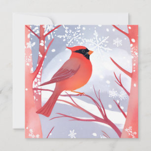 Carte Cardinal rouge   Belle aquarelle peinture