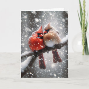 Carte Cardinaux d'anniversaire dans une tempête de neige