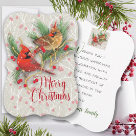 Carte Cardinaux de neige personnalisés Cardinaux de Noël