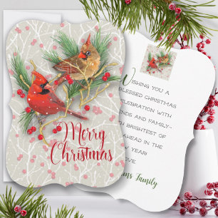 Carte Cardinaux de neige personnalisés Cardinaux de Noël