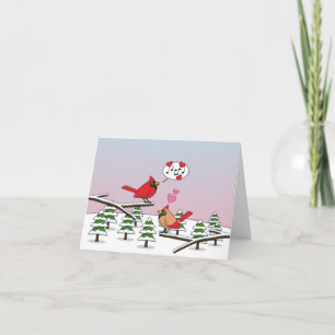 Carte Cardinaux du Nord Rouge mignonne Amour Paysage hiv
