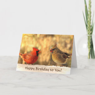 Carte Cardinaux en automne Anniversaire