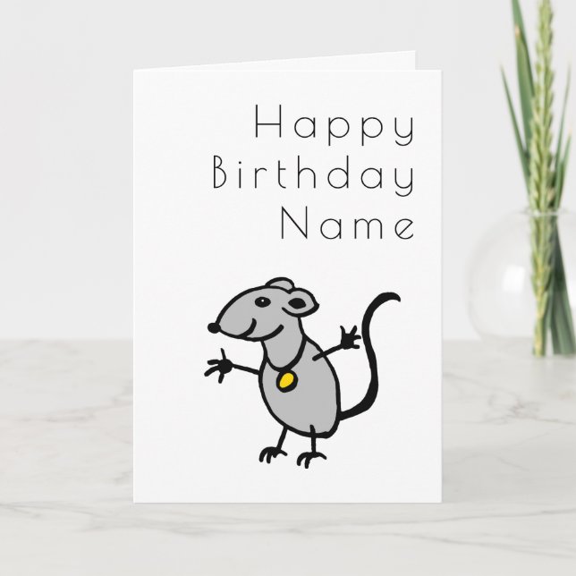 Carte Caricature Art Déco Carton Rat Funny (Devant)
