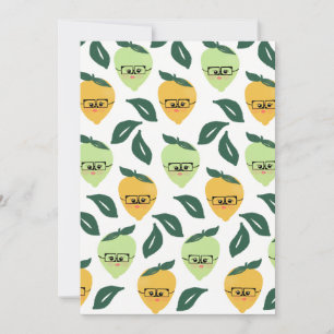 Carte Caricature au citron jaune mignon humoristique