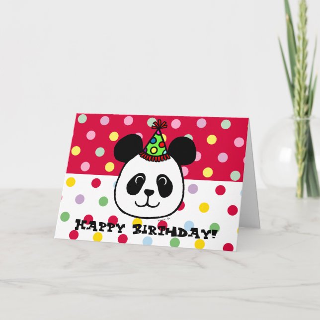 Carte Caricature Big Face Panda Anniversaire (Devant)