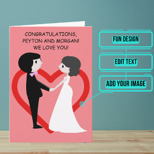 Carte Caricature Couple Wedding Day Félicitations