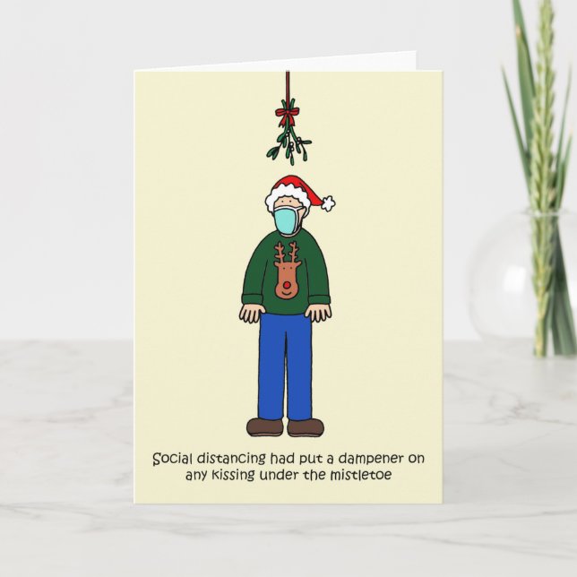Carte Caricature Covid 19 Christmas Mistletoe (Devant)