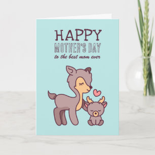 Carte Caricature d'animal de cerfs mignons Bonne fête de