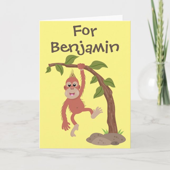 Carte Caricature de bébé orangoutan drôle (Devant)