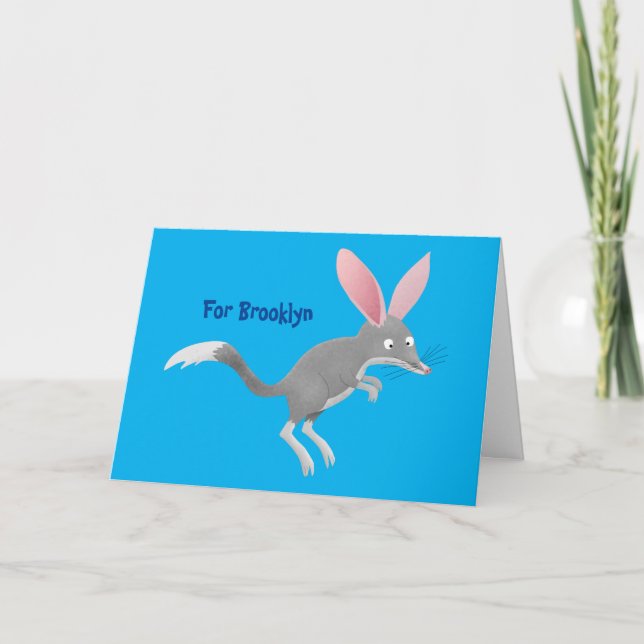 Carte Caricature de bilby australien très heureuse (Devant)
