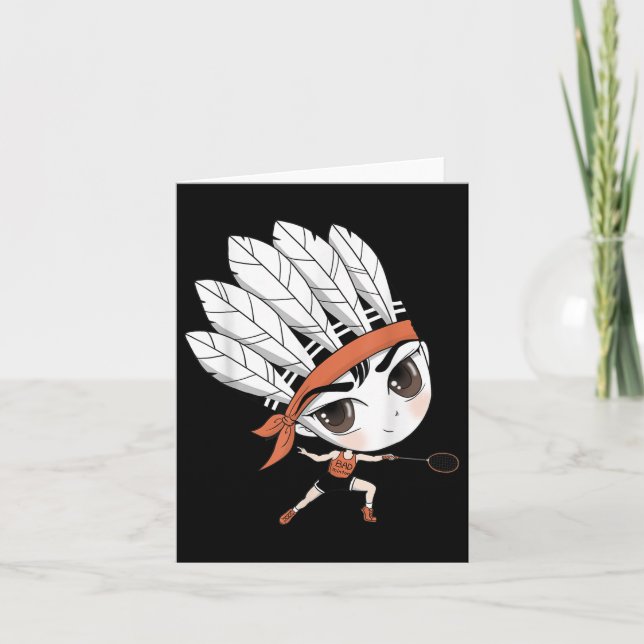 Carte Caricature de Birdie Manga de Cute Chibi Badminton (Devant)